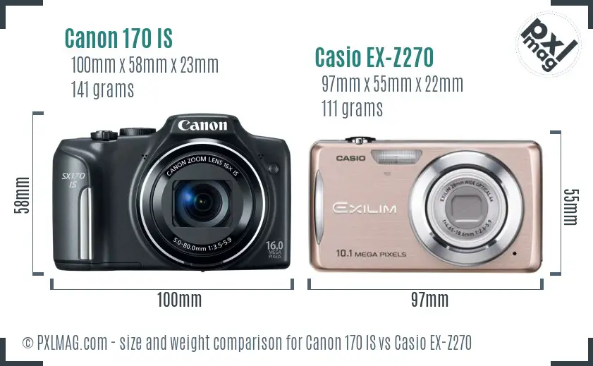 Canon 170 IS vs Casio EX-Z270 size comparison