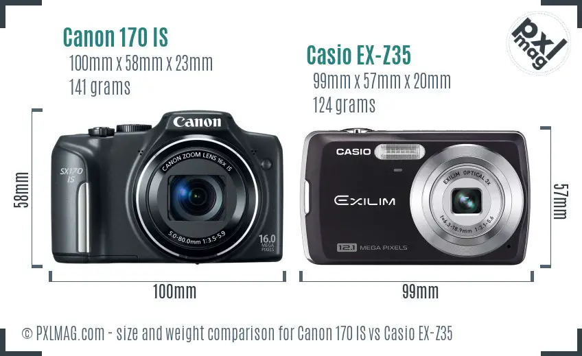 Canon 170 IS vs Casio EX-Z35 size comparison