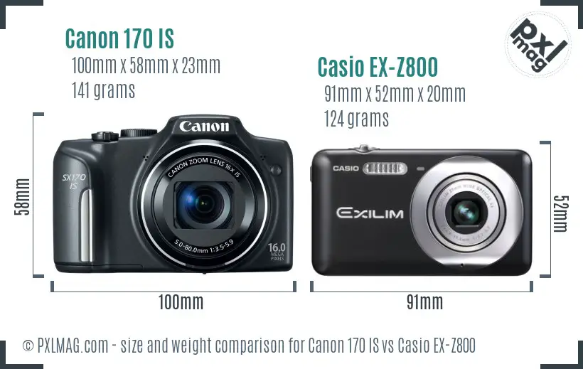 Canon 170 IS vs Casio EX-Z800 size comparison