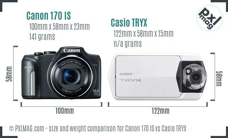 Canon 170 IS vs Casio TRYX size comparison