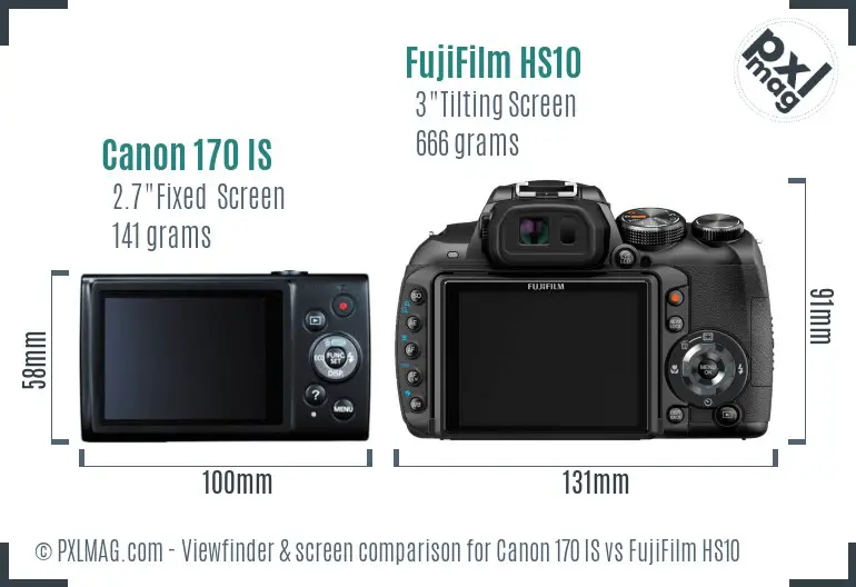 Canon 170 IS vs FujiFilm HS10 Screen and Viewfinder comparison Canon 170 IS vs FujiFilm HS10 Screen and Viewfinder comparison