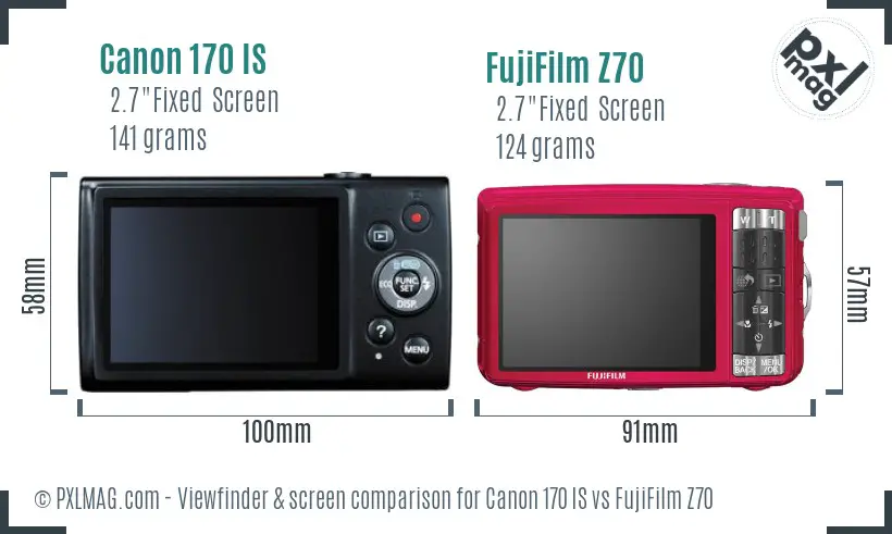 Canon 170 IS vs FujiFilm Z70 Screen and Viewfinder comparison