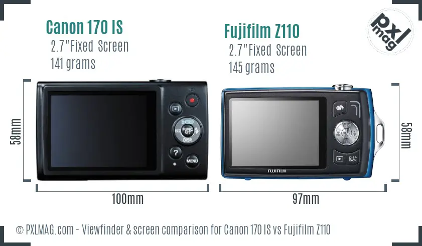 Canon 170 IS vs Fujifilm Z110 Screen and Viewfinder comparison Canon 170 IS vs Fujifilm Z110 Screen and Viewfinder comparison
