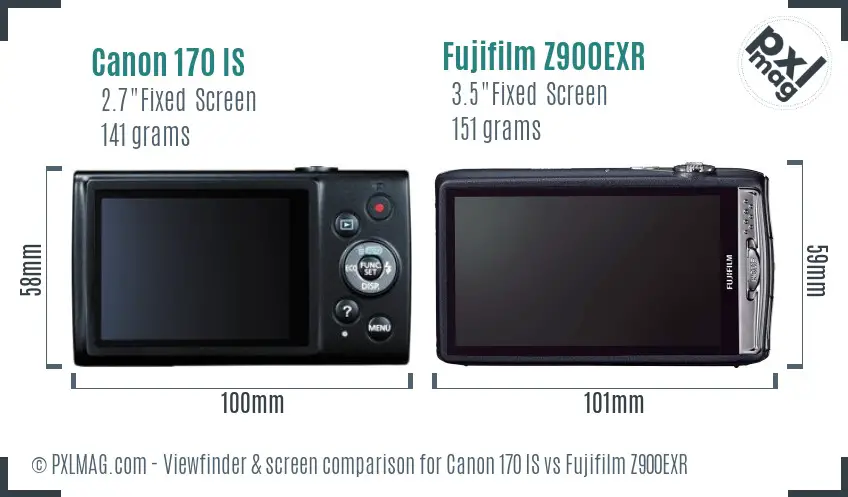 Canon 170 IS vs Fujifilm Z900EXR Screen and Viewfinder comparison