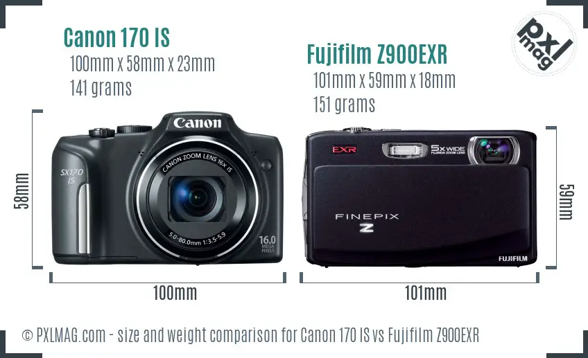 Canon 170 IS vs Fujifilm Z900EXR size comparison