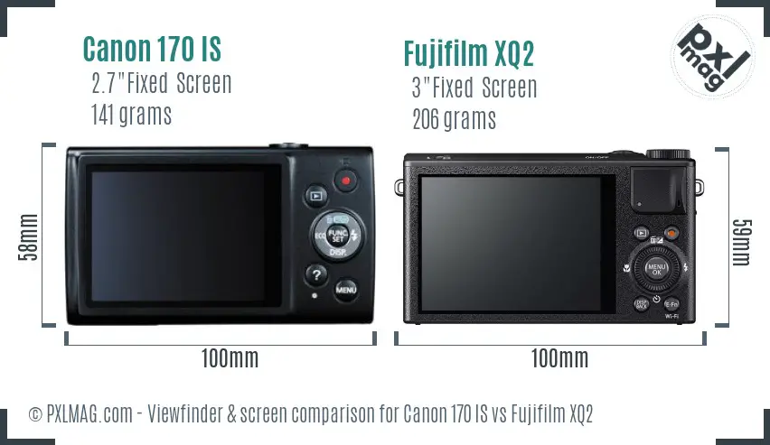 Canon 170 IS vs Fujifilm XQ2 Screen and Viewfinder comparison