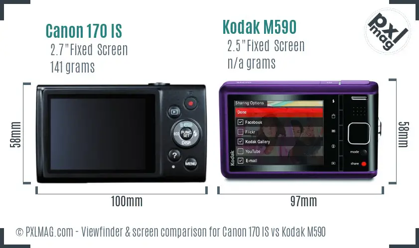 Canon 170 IS vs Kodak M590 Screen and Viewfinder comparison