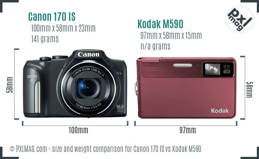 Canon 170 IS vs Kodak M590 size comparison Canon 170 IS vs Kodak M590 size comparison