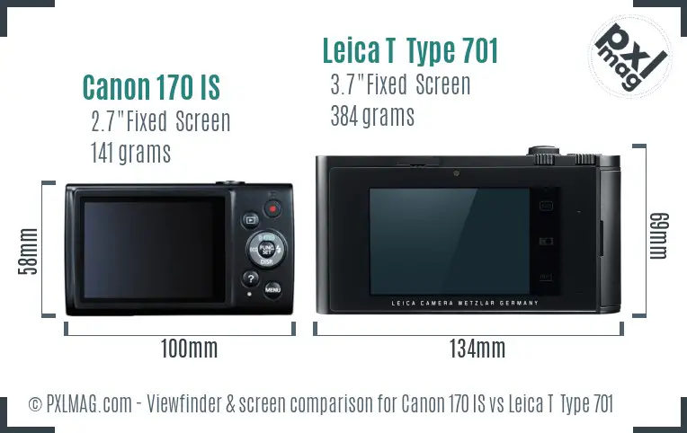 Canon 170 IS vs Leica T  Type 701 Screen and Viewfinder comparison