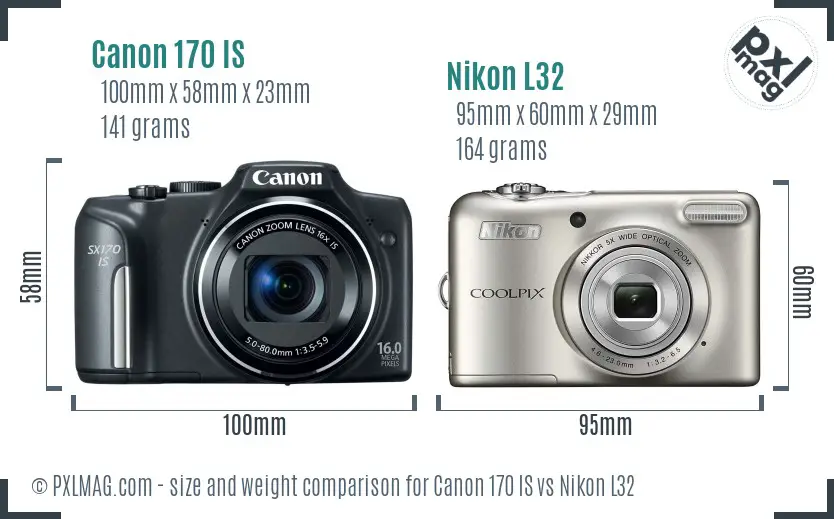 Canon 170 IS vs Nikon L32 size comparison