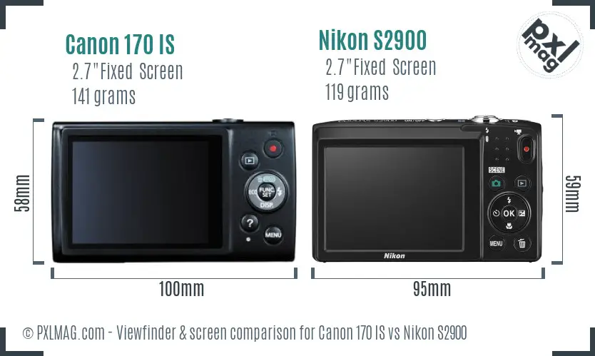 Canon 170 IS vs Nikon S2900 Screen and Viewfinder comparison