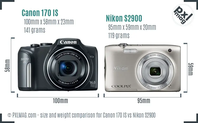 Canon 170 IS vs Nikon S2900 size comparison