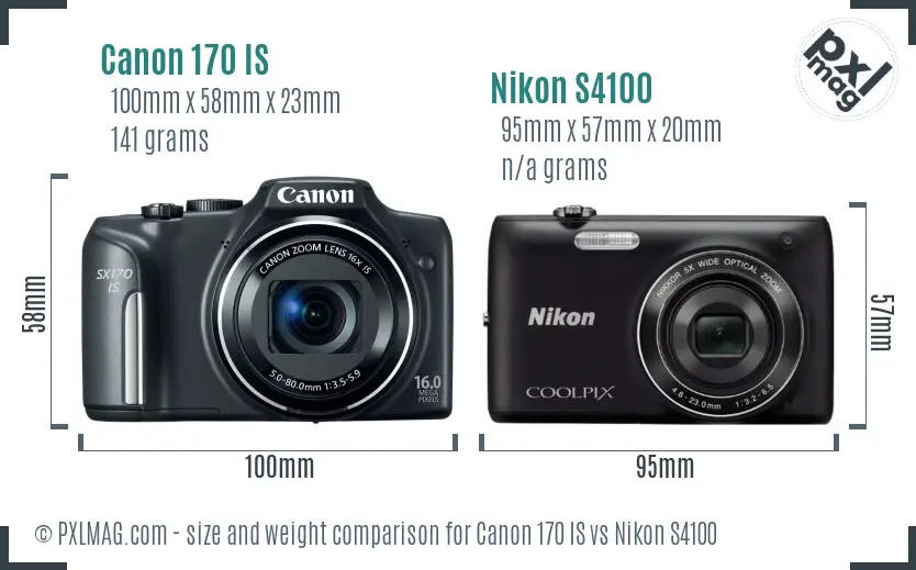 Canon 170 IS vs Nikon S4100 size comparison