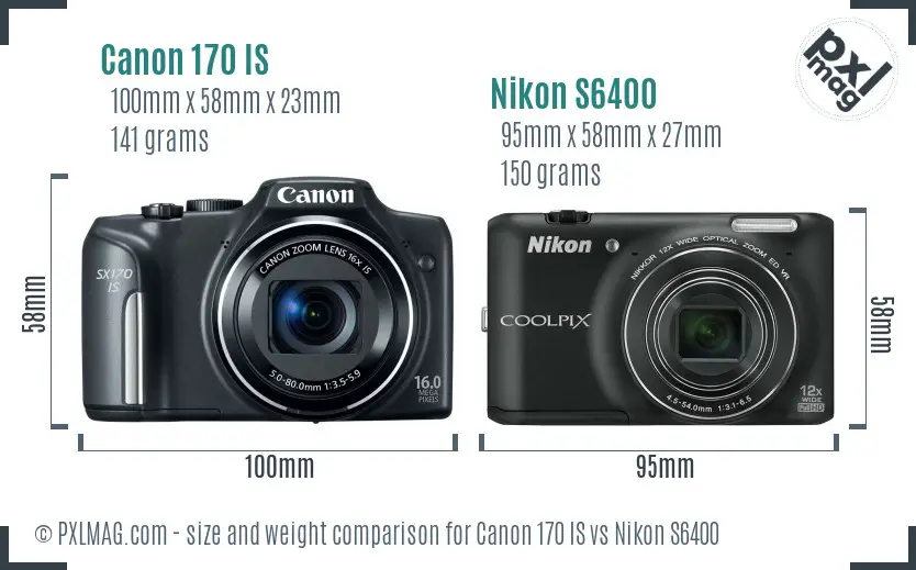 Canon 170 IS vs Nikon S6400 size comparison