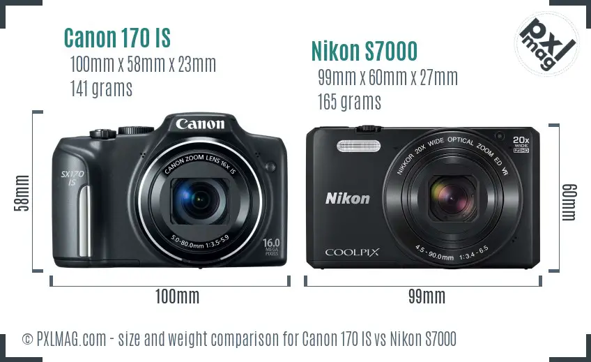 Canon 170 IS vs Nikon S7000 size comparison
