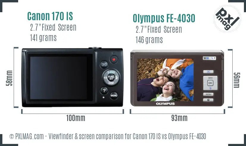 Canon 170 IS vs Olympus FE-4030 Screen and Viewfinder comparison
