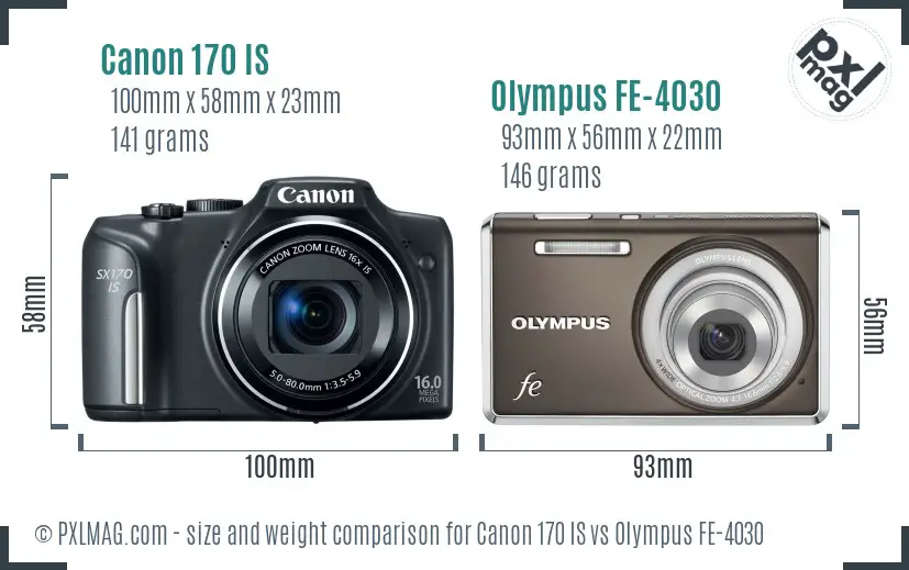 Canon 170 IS vs Olympus FE-4030 size comparison