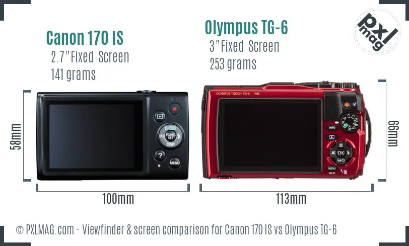 Canon 170 IS vs Olympus TG-6 Screen and Viewfinder comparison