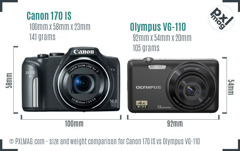 Canon 170 IS vs Olympus VG-110 size comparison