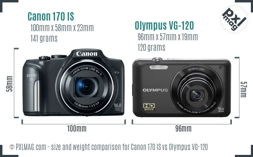 Canon 170 IS vs Olympus VG-120 size comparison