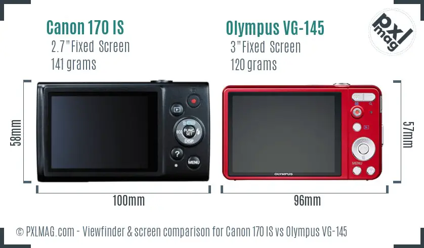 Canon 170 IS vs Olympus VG-145 Screen and Viewfinder comparison