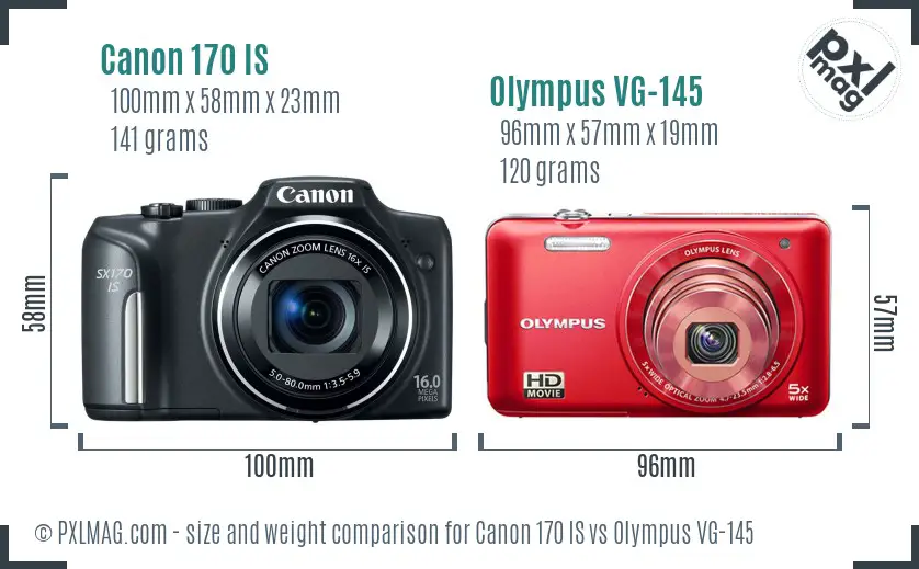 Canon 170 IS vs Olympus VG-145 size comparison