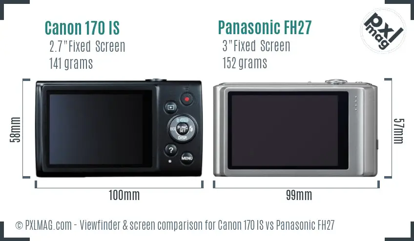 Canon 170 IS vs Panasonic FH27 Screen and Viewfinder comparison