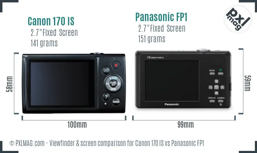 Canon 170 IS vs Panasonic FP1 Screen and Viewfinder comparison