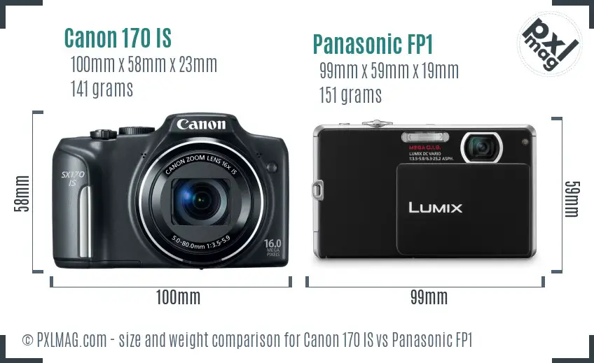 Canon 170 IS vs Panasonic FP1 size comparison