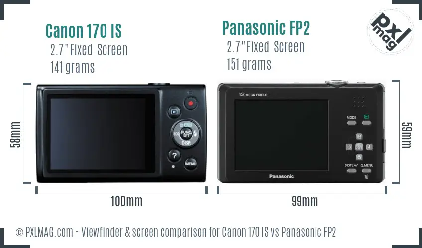 Canon 170 IS vs Panasonic FP2 Screen and Viewfinder comparison