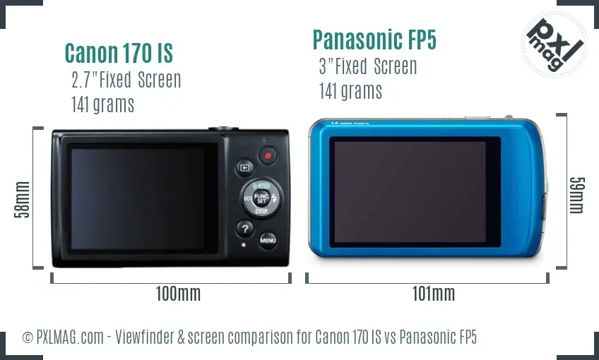 Canon 170 IS vs Panasonic FP5 Screen and Viewfinder comparison