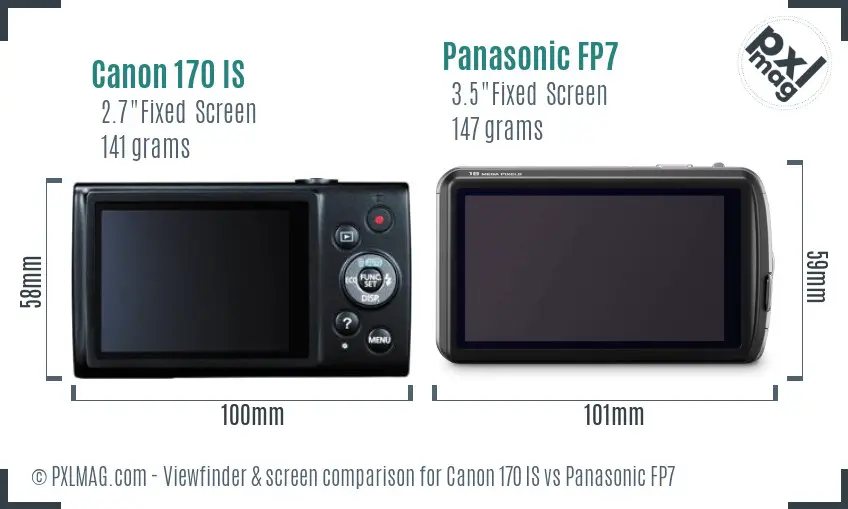 Canon 170 IS vs Panasonic FP7 Screen and Viewfinder comparison Canon 170 IS vs Panasonic FP7 Screen and Viewfinder comparison