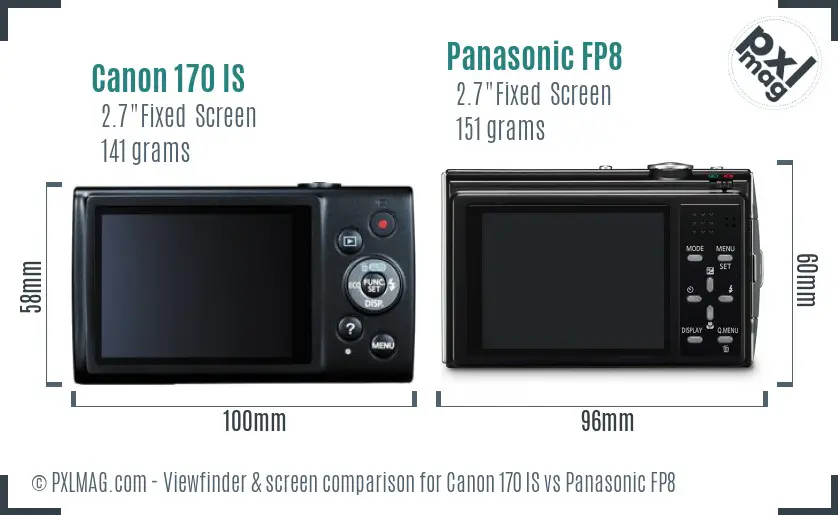 Canon 170 IS vs Panasonic FP8 Screen and Viewfinder comparison