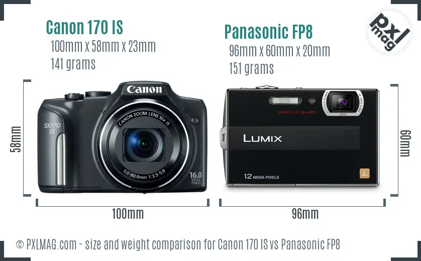 Canon 170 IS vs Panasonic FP8 size comparison