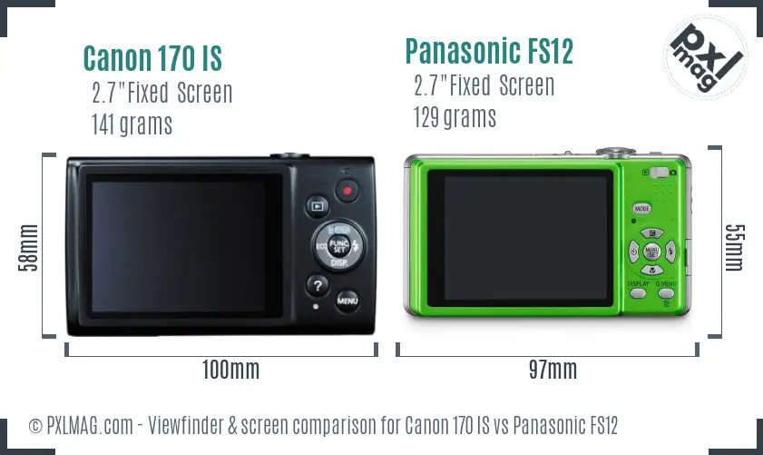 Canon 170 IS vs Panasonic FS12 Screen and Viewfinder comparison