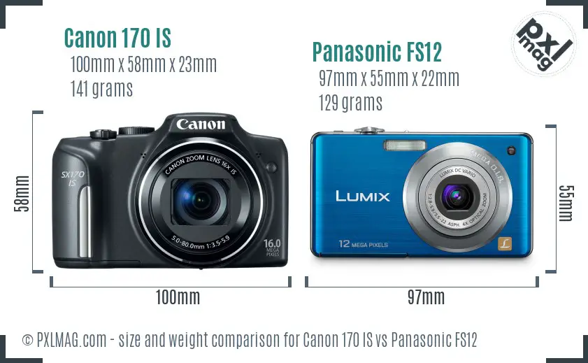 Canon 170 IS vs Panasonic FS12 size comparison