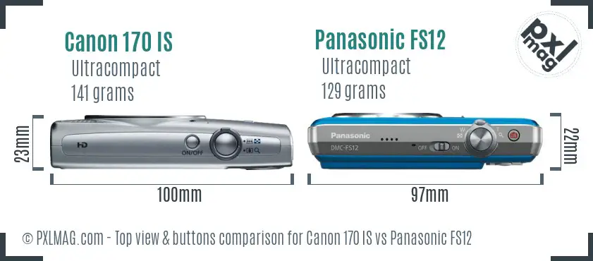 Canon 170 IS vs Panasonic FS12 top view buttons comparison