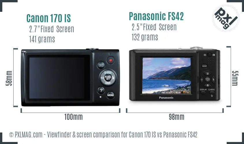 Canon 170 IS vs Panasonic FS42 Screen and Viewfinder comparison