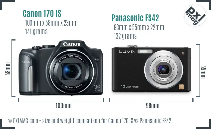 Canon 170 IS vs Panasonic FS42 size comparison