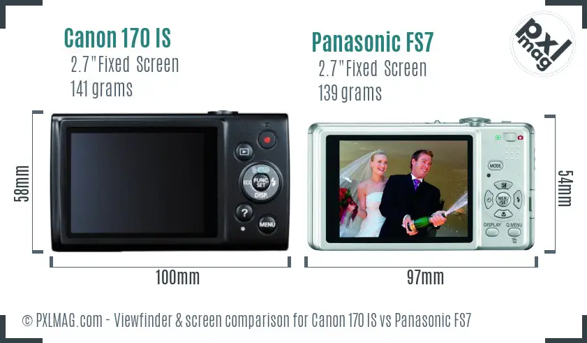 Canon 170 IS vs Panasonic FS7 Screen and Viewfinder comparison