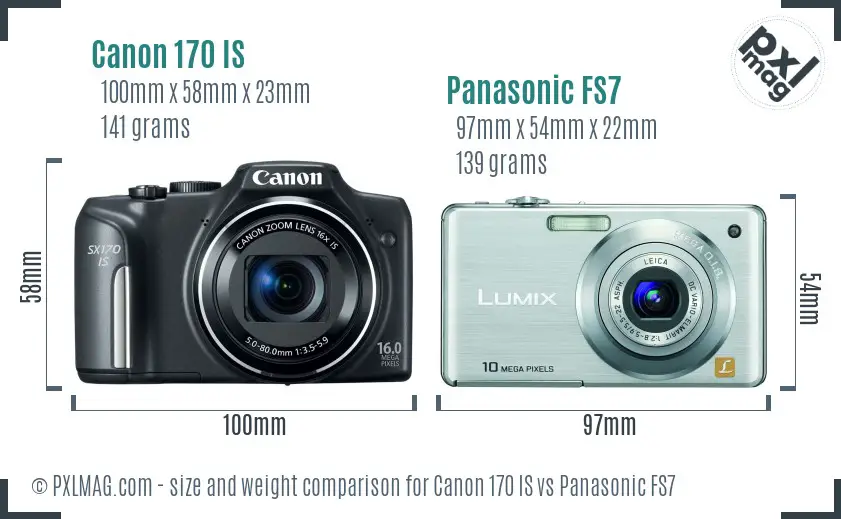 Canon 170 IS vs Panasonic FS7 size comparison