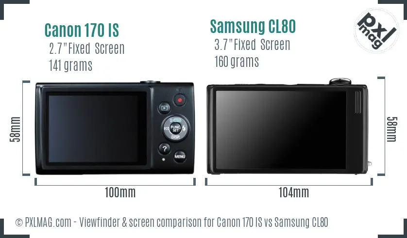 Canon 170 IS vs Samsung CL80 Screen and Viewfinder comparison