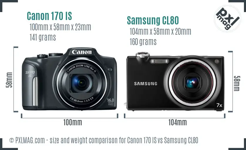 Canon 170 IS vs Samsung CL80 size comparison