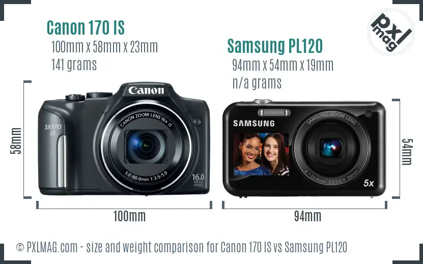 Canon 170 IS vs Samsung PL120 size comparison