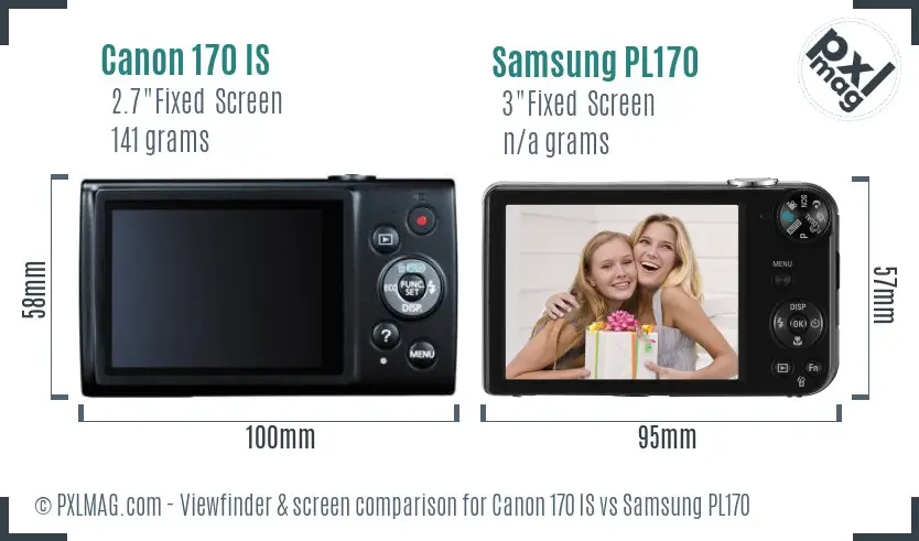 Canon 170 IS vs Samsung PL170 Screen and Viewfinder comparison