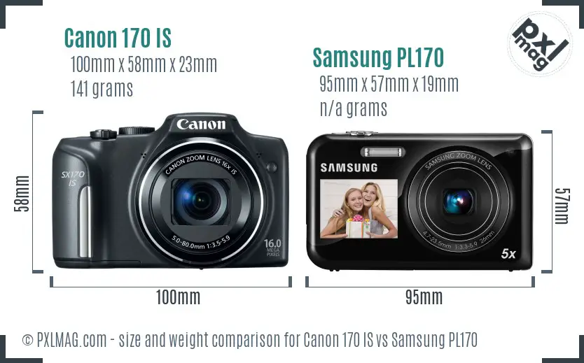 Canon 170 IS vs Samsung PL170 size comparison
