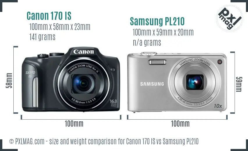 Canon 170 IS vs Samsung PL210 size comparison