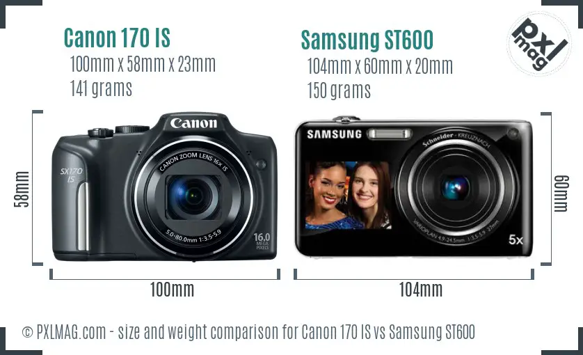 Canon 170 IS vs Samsung ST600 size comparison