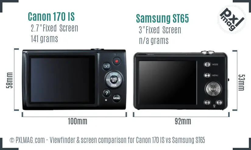 Canon 170 IS vs Samsung ST65 Screen and Viewfinder comparison Canon 170 IS vs Samsung ST65 Screen and Viewfinder comparison