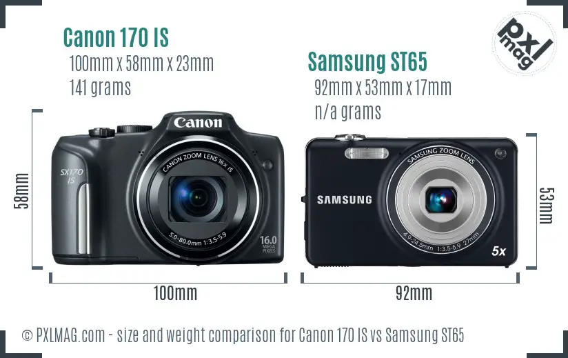 Canon 170 IS vs Samsung ST65 size comparison Canon 170 IS vs Samsung ST65 size comparison